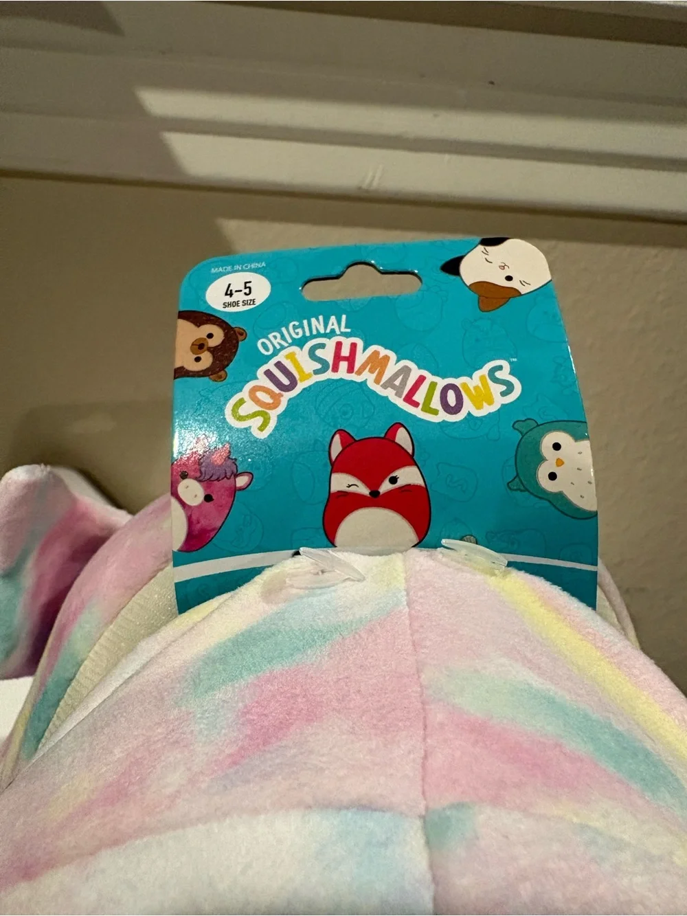 Squishmallows Lesidi the Owl Multicolor Plush Slippers Unisex Kids Size 4/5